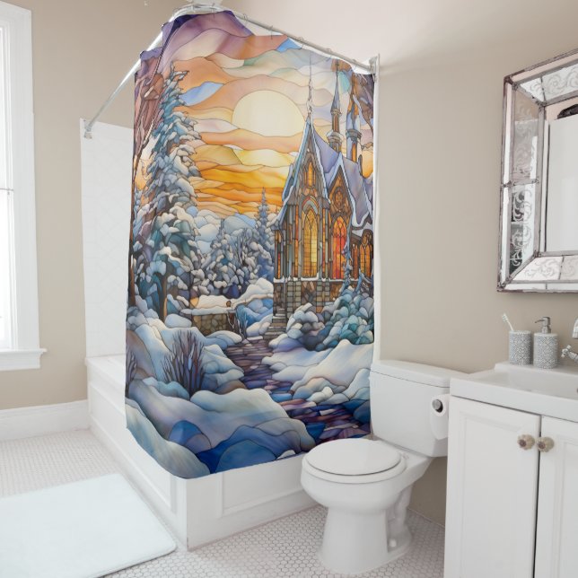 Winter Church Shower Curtain (In Situ)