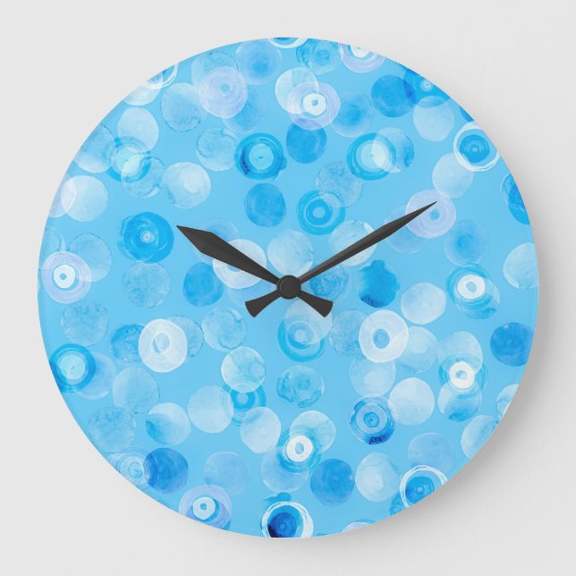 Winter Circles: Abstract Polka Dots. Large Clock (Front)