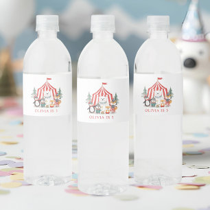 Winter Circus Animals Water Bottle Label