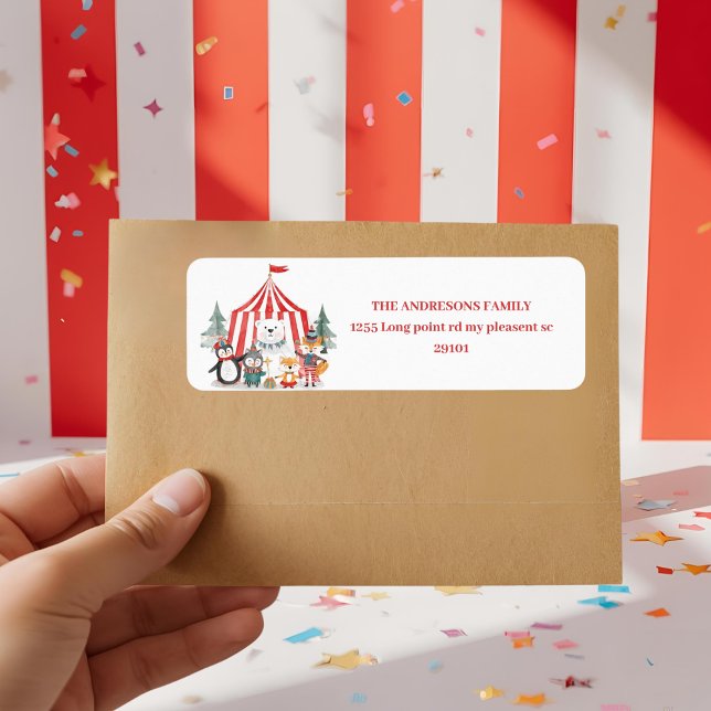 Winter Circus Woodland Animals  Return Address Label (Creator Uploaded)