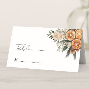 Winter Citrus Floral Elegant Christmas Wedding Place Card