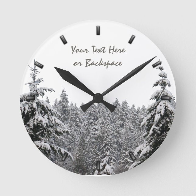 Winter Clock Custom Winter Forest Wall Clock (Front)