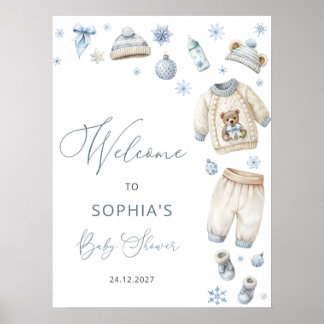 Winter Clothes Boy Baby Shower Welcome Poster