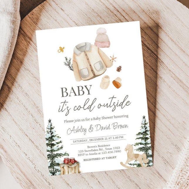 Winter Clothes It's Cold Outside Baby Shower Invitation (Baby It's Cold Outside Winter Clothes Baby Shower Invitation
)