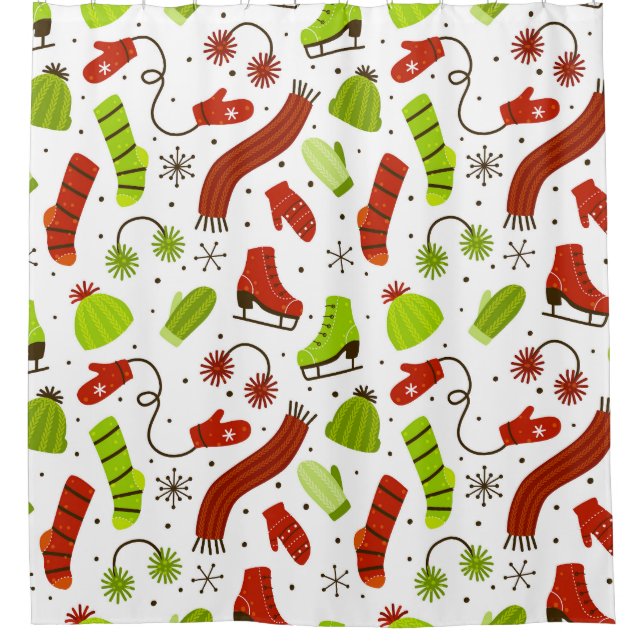 Winter Clothes Seamless Cosy Pattern Shower Curtain (Front)
