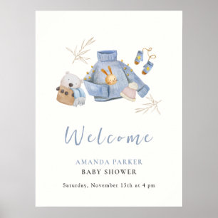 Winter Clothes Toys Girl Baby Shower Welcome Sign