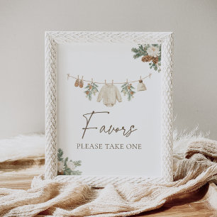 Winter Clothesline Baby Shower Favors Sign