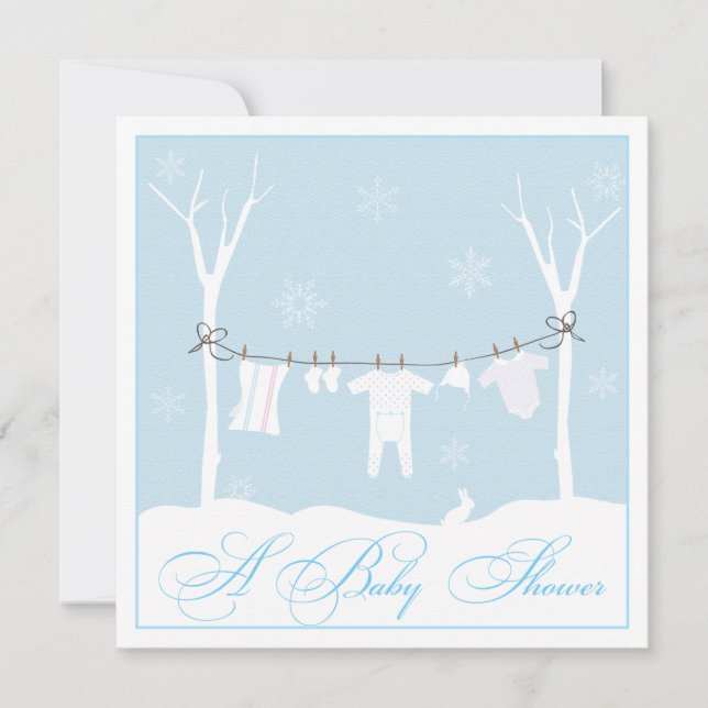 Winter Clothesline Baby Shower Invitation (Front)