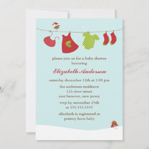 Winter Clothesline Baby Shower Invitation