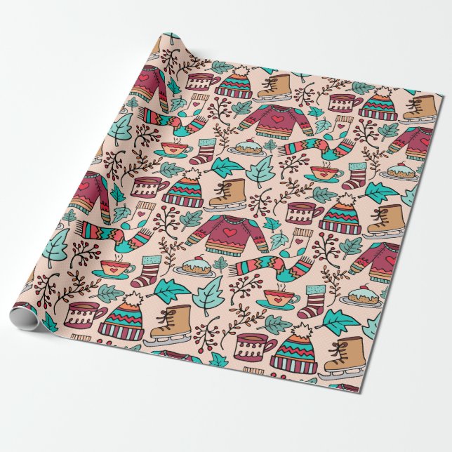 Winter Clothing Wrapping Paper (Unrolled)