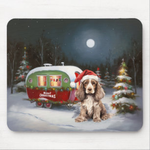 Winter Cocker Spaniel Caravan Christmas Adventure Mouse Pad