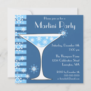 Winter Cocktail Party Snowflake Martini Invitation
