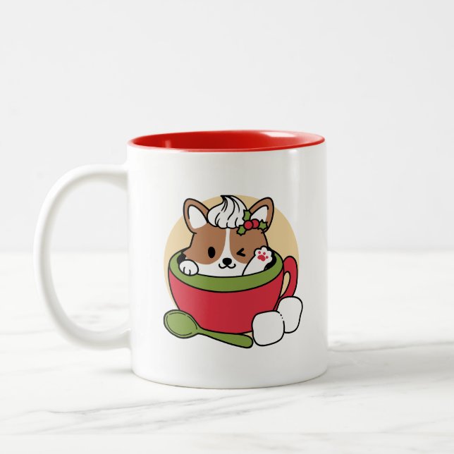 Winter Cocoa Bliss - Cute Dog in Mug Design (Left)