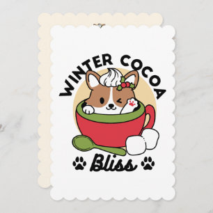 Winter Cocoa Bliss - Cute Dog in Mug Design Holiday Card