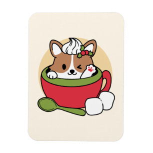 Winter Cocoa Bliss - Cute Dog in Mug Design Magnet