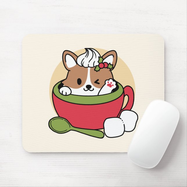 Winter Cocoa Bliss - Cute Dog in Mug Design Mouse Pad (With Mouse)