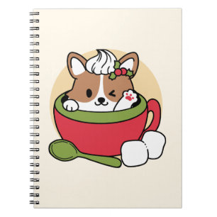 Winter Cocoa Bliss - Cute Dog in Mug Design Notebook