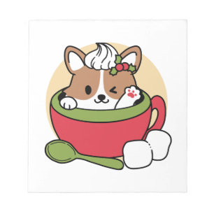 Winter Cocoa Bliss - Cute Dog in Mug Design Notepad