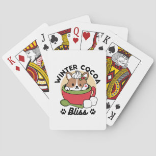 Winter Cocoa Bliss - Cute Dog in Mug Design Playing Cards