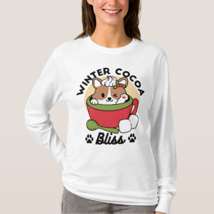 Winter Cocoa Bliss - Cute Dog in Mug Design T-Shirt