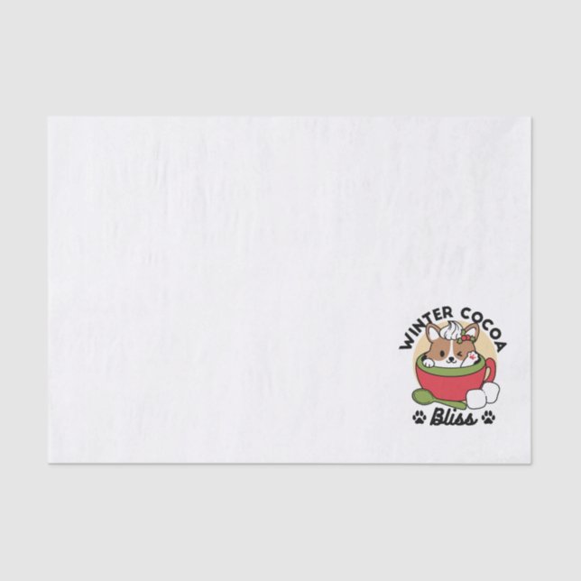 Winter Cocoa Bliss - Cute Dog in Mug Design Tissue Paper (Front)