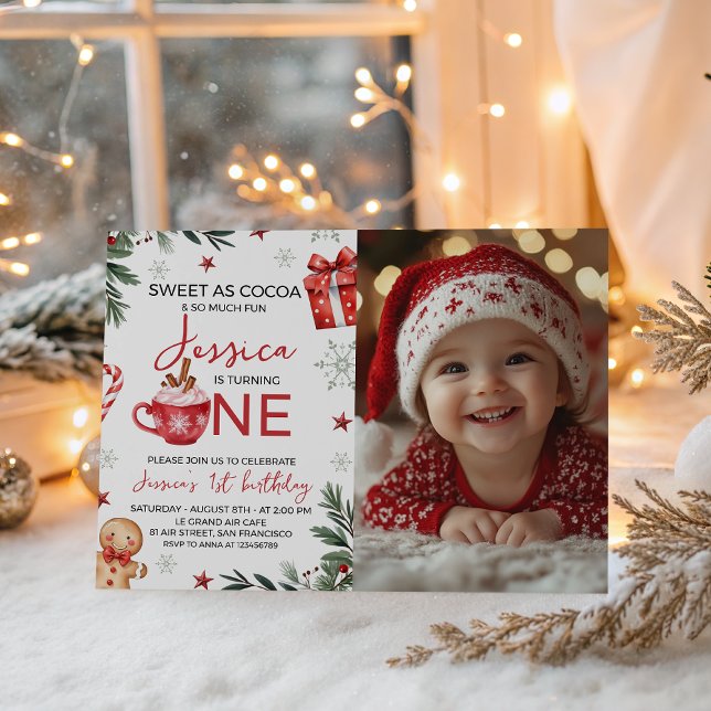 Winter Cocoa First Birthday Invite Photo (Creator Uploaded)