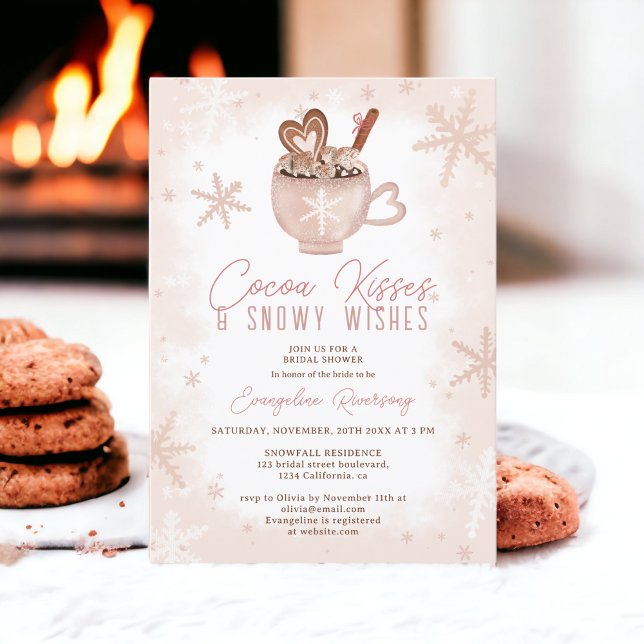 Winter cocoa kisses chocolate snow bridal shower invitation (Winter cocoa kisses chocolate snow bridal shower invitation)