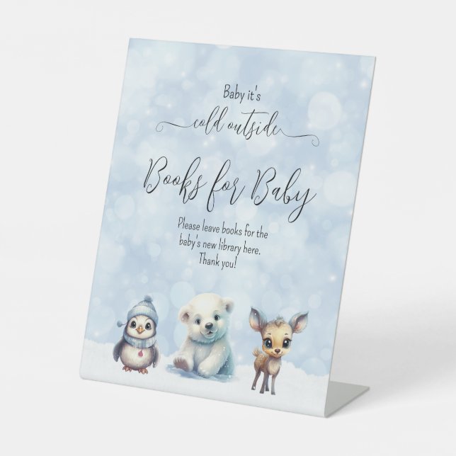 Winter Cold Outside Baby Shower Table Sign (Front)