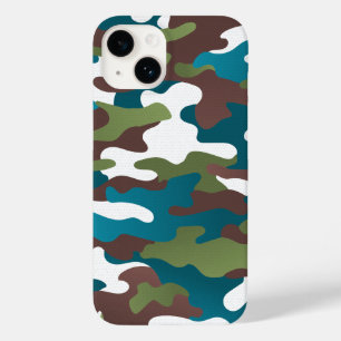 Winter Colors Camo White Turquoise Dark Green Case-Mate iPhone 14 Case