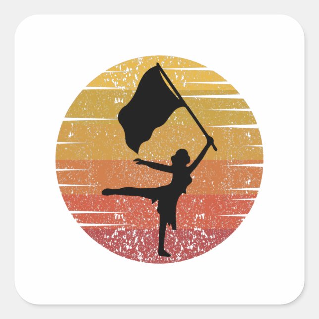 Winter Colour Guard Flag Corps Dance Dancer Square Sticker (Front)