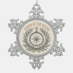 Winter Compass Snowflake Tree Keepsake Pewter Christmas Ornament