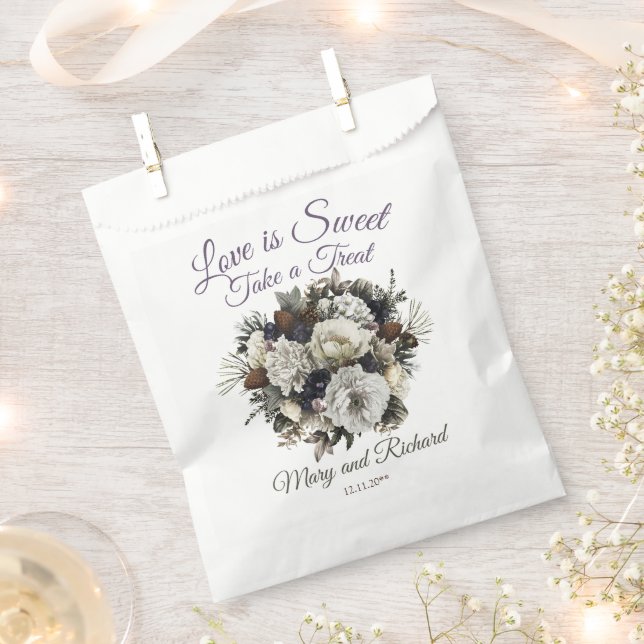 Winter Conifer Floral Love is Sweet Take a Treat   Favour Bag (Clipped)