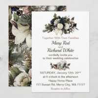 Winter Conifer Floral Magnolia Peony Roses Wedding