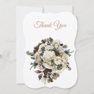 Winter Conifer Floral Wedding Thank You Card