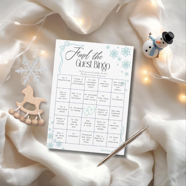 Winter Coquette green Find The Guest Bingo Card  (Winter Coquette green Find The Guest Bingo Card)