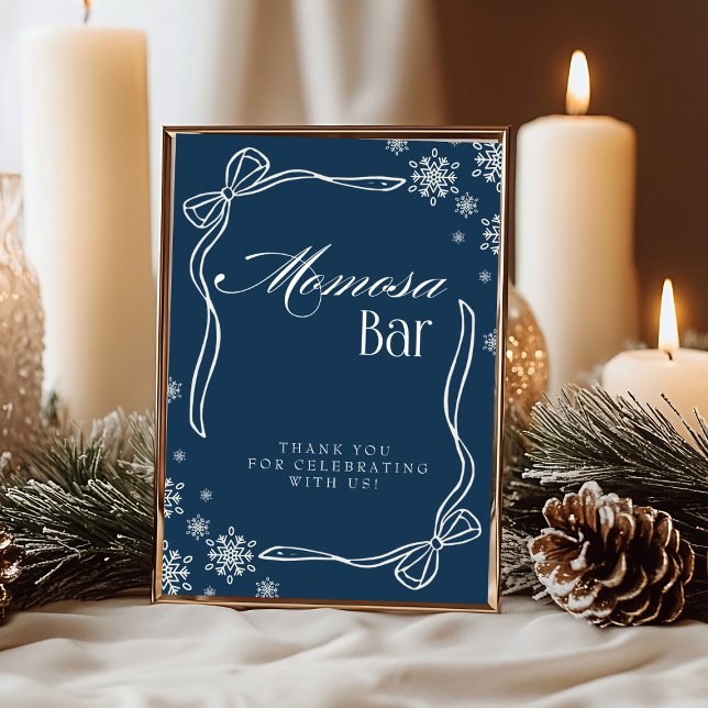Winter Coquette "Momosa" Mimosa Bar sign Sign  Invitation (Winter Coquette "Momosa" Mimosa Bar sign Sign)