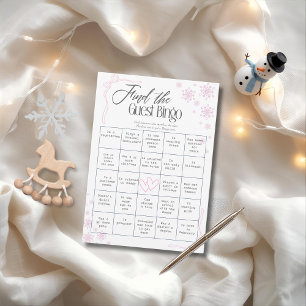 Winter Coquette pink Find The Guest Bingo Card 