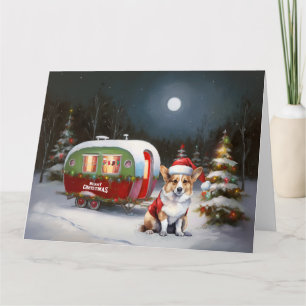 Winter Corgi Caravan Christmas Adventure Card