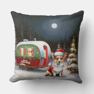 Winter Corgi Caravan Christmas Adventure  Cushion