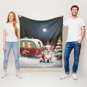 Winter Corgi Caravan Christmas Adventure  Fleece Blanket