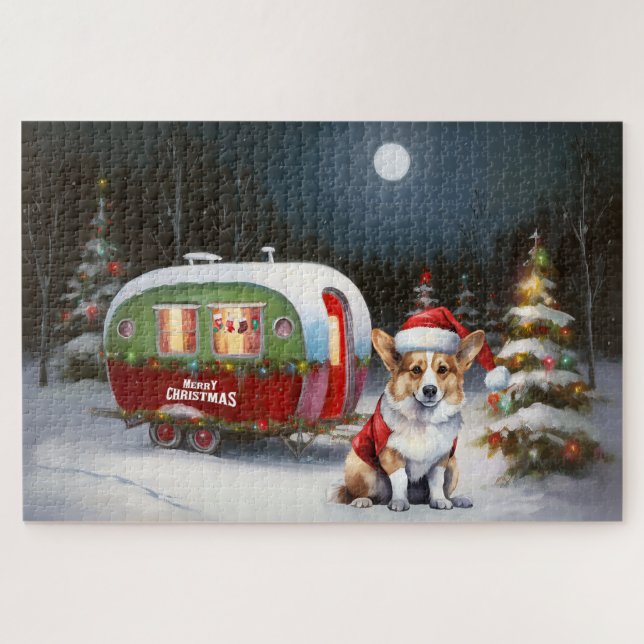 Winter Corgi Caravan Christmas Adventure  Jigsaw Puzzle (Horizontal)