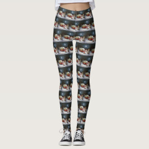 Winter Corgi Caravan Christmas Adventure  Leggings