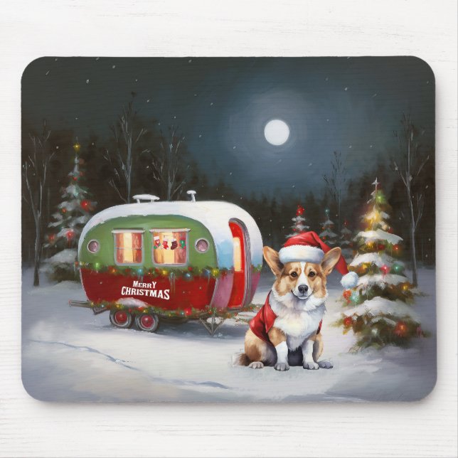 Winter Corgi Caravan Christmas Adventure  Mouse Pad (Front)