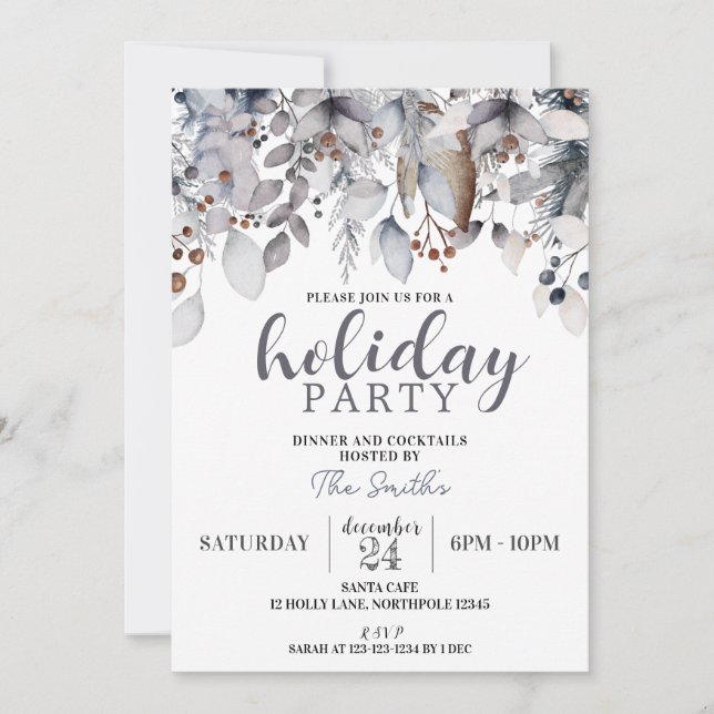 Winter Corporate Holiday Party, Cocktails Dinner Invitation (Front)