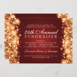 Winter Corporate Party Fundraiser Gala Gold Red Invitation