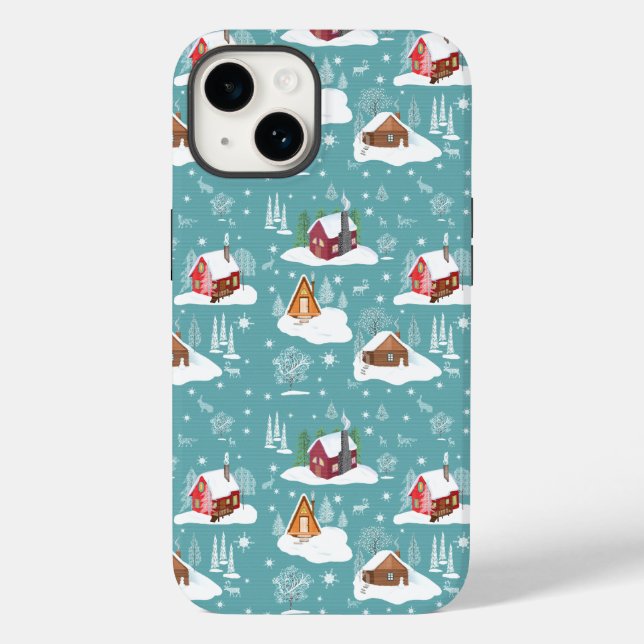 Winter Cosy Cabin Pattern Case-Mate iPhone Case (Back)