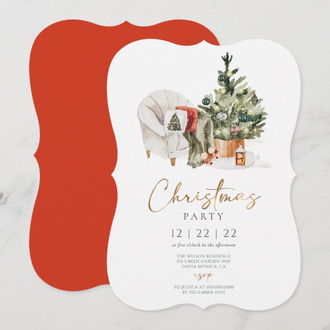 Winter Cosy Christmas Party Invitation (Front/Back)