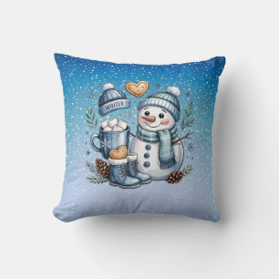 Winter Cosy Snowman Cushion