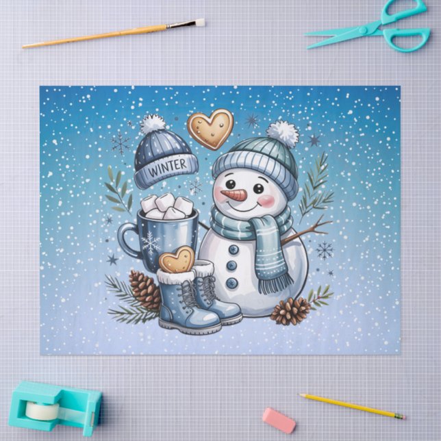 Winter Cosy Snowman Tissue Paper (Craft)