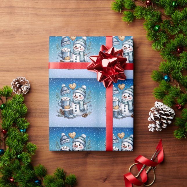 Winter Cosy Snowman Wrapping Paper (Holiday Gift)